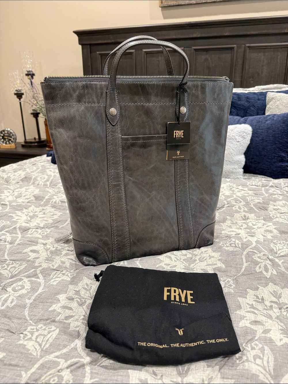 Brand New with Tags Frye Leather Backpack Purse -Gray